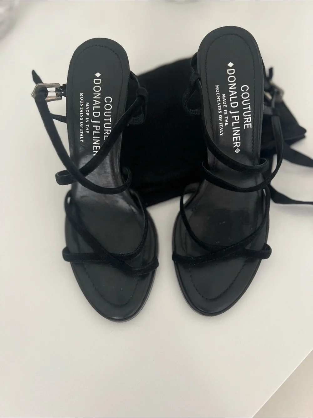Donald J. Pliner Black Strappy Suede Heel Sandals - Picture 6 of 7